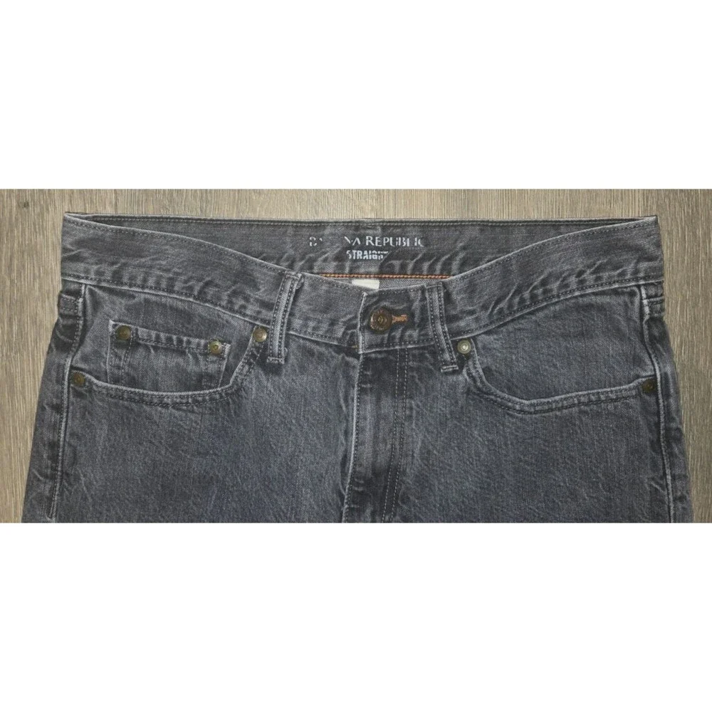 Mens Banana Republic Denim Jeans 33 X 34 Straight Leg black fade rinse Cotton